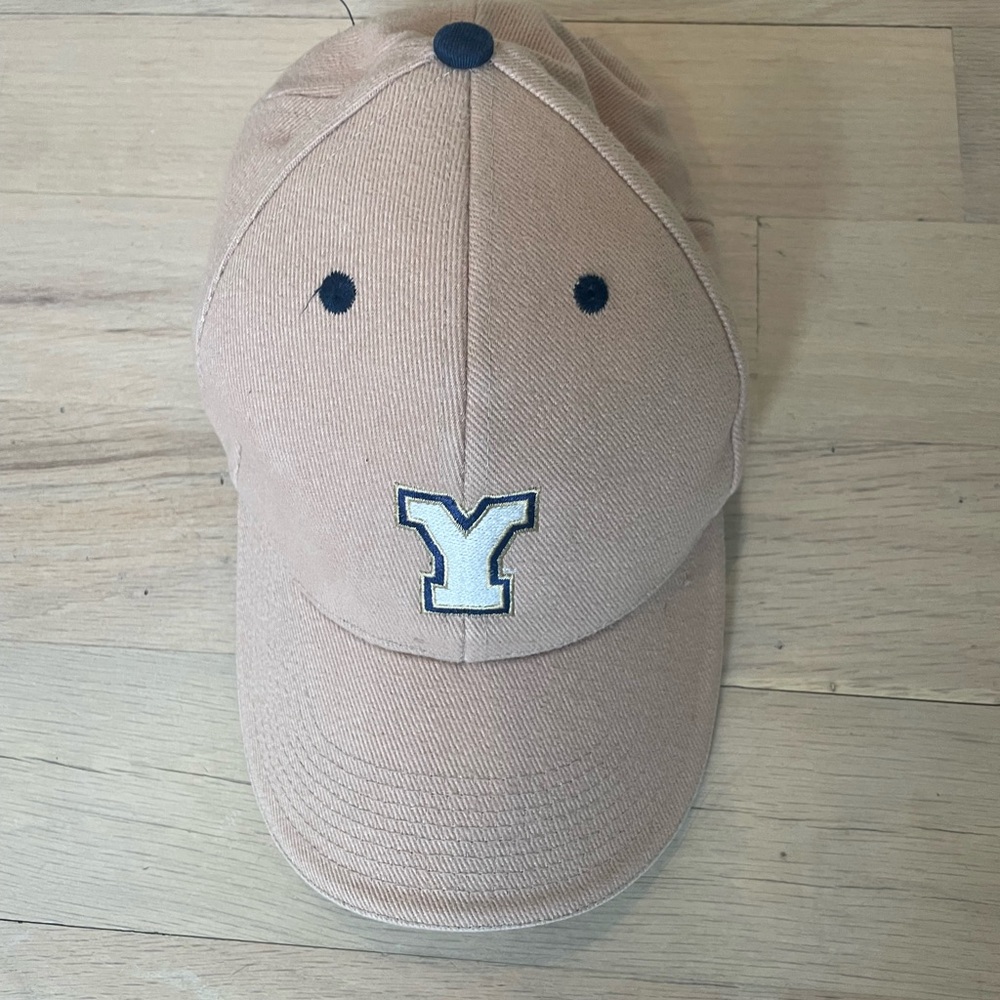 Vintage adjustable tan hat with Y logo